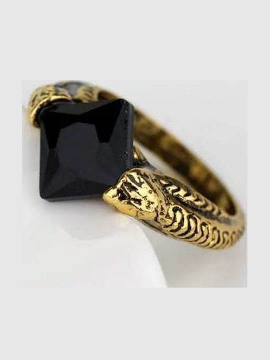 Harry Potter Lord Voldemort Tom Riddle Quintessential Gold Tone Ring with Black Stone