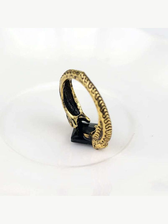 Harry Potter Lord Voldemort Tom Riddle Quintessential Gold Tone Ring with Black Stone