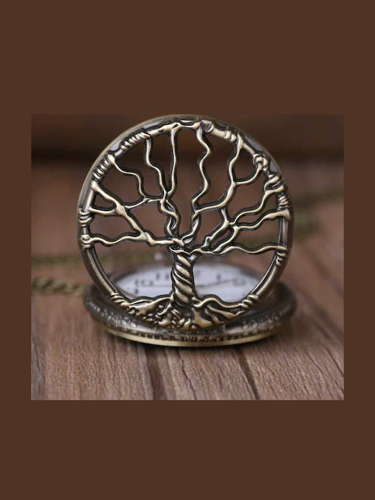 Ρολόι Τσέπης Δέντρο Ζωής Χρυσή Απόχρωση Tree Life Pocket Watch In Gold Tone Molfs