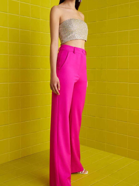 Damen Stoff Hose Fuchsia