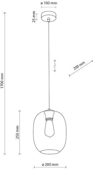 TK Lighting Κρεμαστό Φωτιστικό Γκρι με Ντουί E27