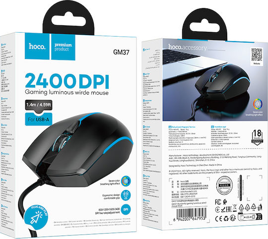 Hoco GM37 Gaming Mouse Black