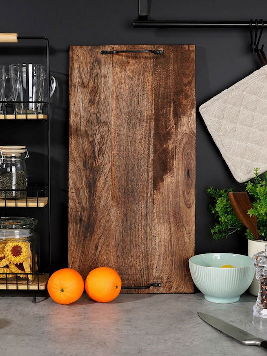 Marva Mango Wooden Rectangular Serving Tray with Handles in Brown Color 56.5x29.5x5.5cm A65000060 1pcs