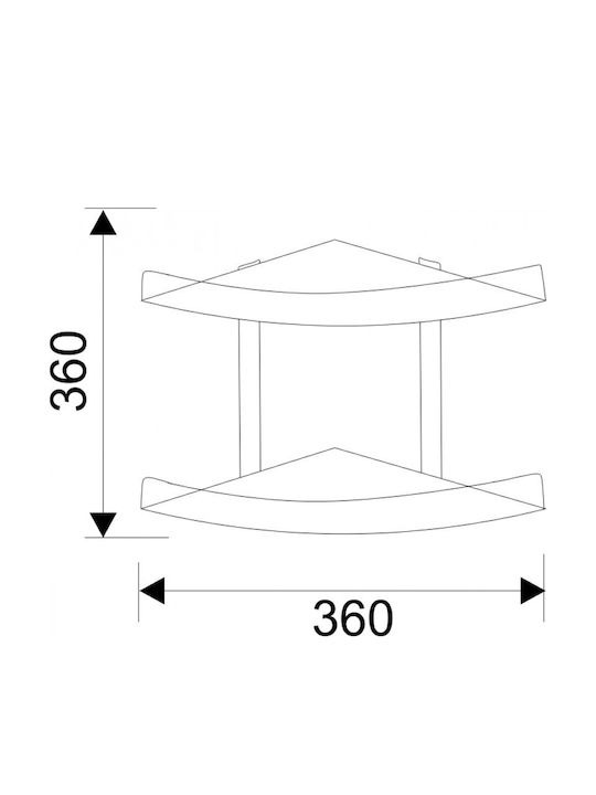 Inter Ceramic Γωνιακή Επιτοίχια Ραφιέρα Μπάνιου Γυάλινη Διάφανη