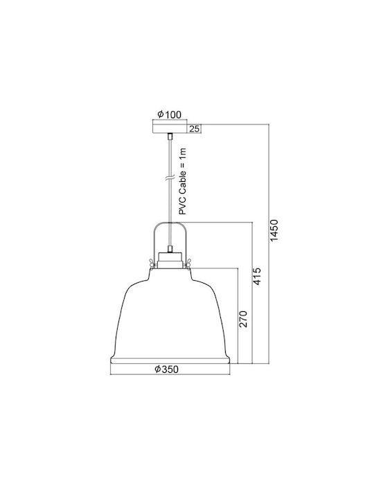 Aca Hängelampe Schwarz Glocke mit Fassung E27