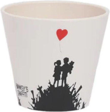 QuyCup Banksy Kids On Guns Hill Чаша Пластмаса Бяла 90мл
