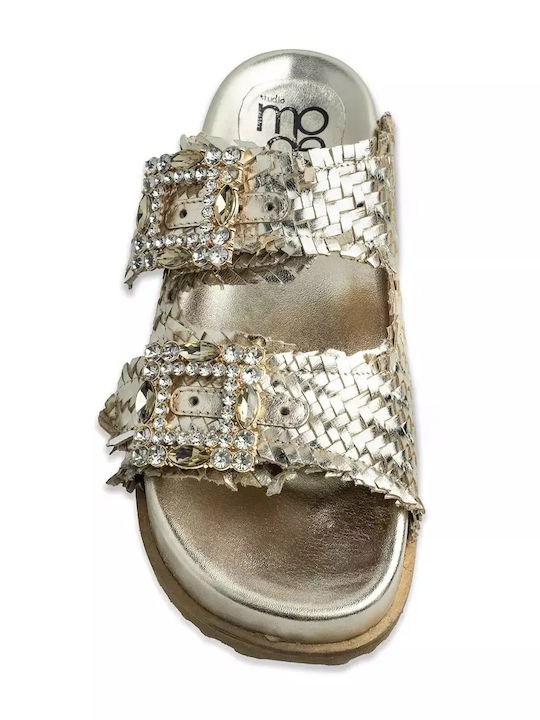 Women's Flat Sandals in Gold Color