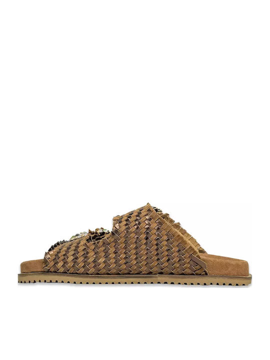 Women's Flat Sandals in Brown Color