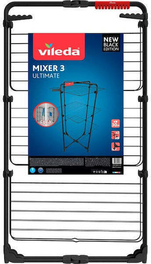 Vileda Mixer 3 Folding Floor Metallic Clothes Drying Rack with Wheels with Hanging Length 30m