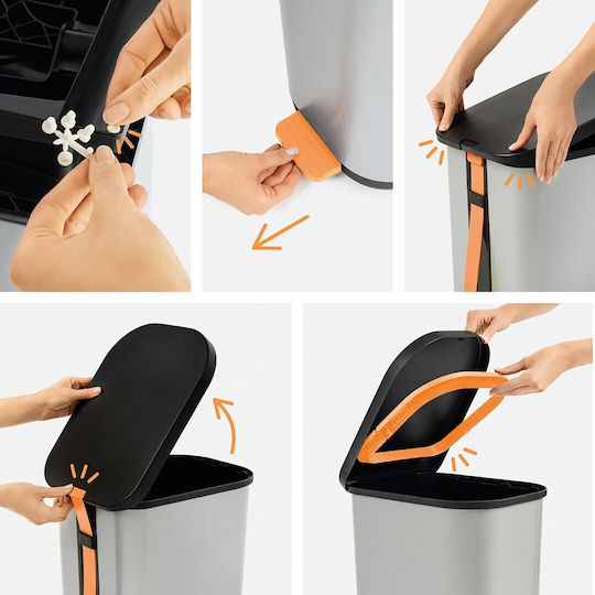 Rotho Babydesign Κάδος Ribo Απορριμμάτων Πλαστικός με Πεντάλ Γκρι 35lt