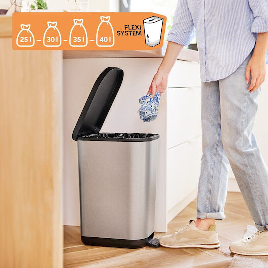 Rotho Babydesign Ribo Κάδος Απορριμμάτων Πλαστικός με Πεντάλ Γκρι 35lt