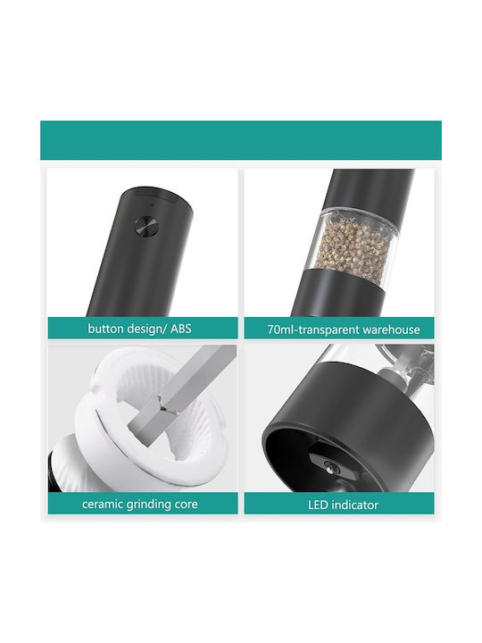 Electric Set Spice Mills made of Plastic in Black Color 18cm 1pcs