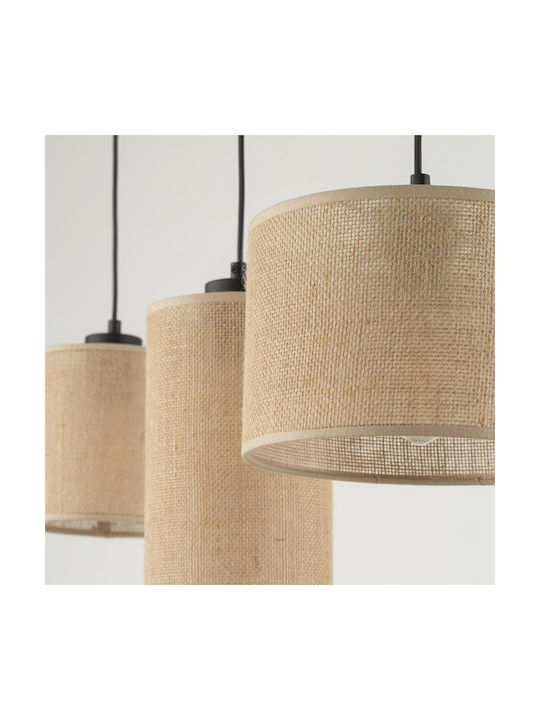 TK Lighting Juta Pendant Light White Rail with Socket E27 80cm