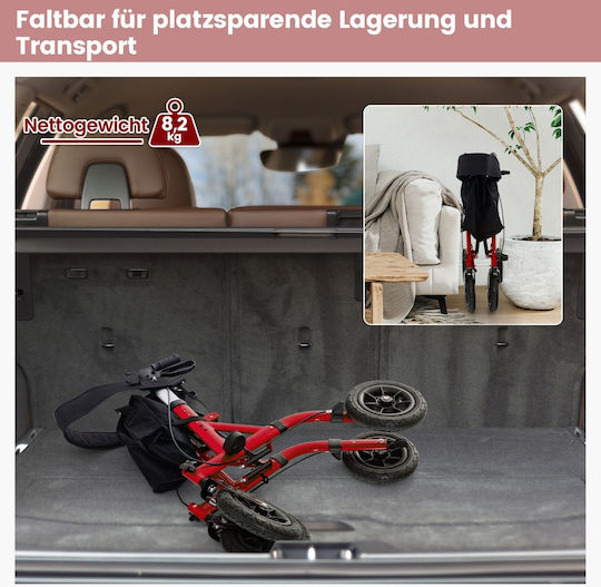 Costway Klappbarer Rollator Aluminium Rote