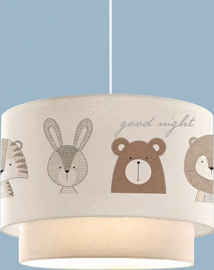 GloboStar Bear Μονόφωτο Παιδικό Φωτιστικό Κρεμαστό από Ύφασμα με Υποδοχή E27 Λευκό 30x70cm