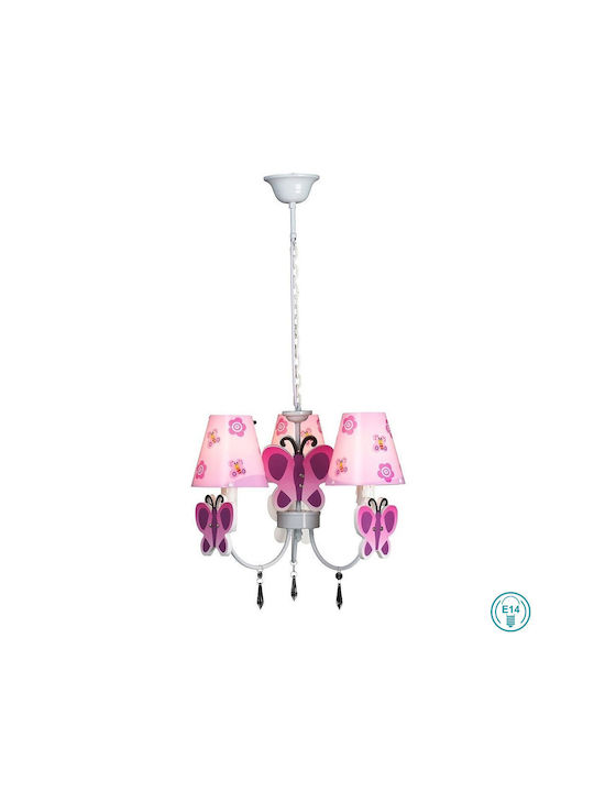 Sun Light Kids Plastic Chandelier Ceiling Light E14 Pink 40W