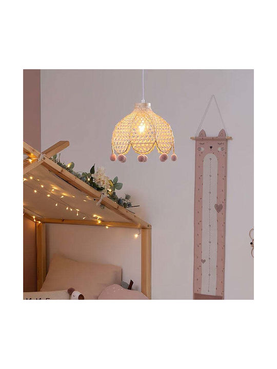 Atmosphera Kids Wooden Single Ceiling Light E27 Suspension Beige 40W