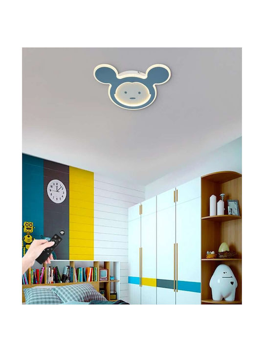 Atman Mickey Μονόφωτο Παιδικό Φωτιστικό Πλαφονιέρα 60W Μπλε