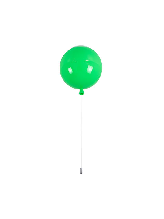 GloboStar Kids Plastic Single Ceiling Light E27 Balloon Green 30x33cm