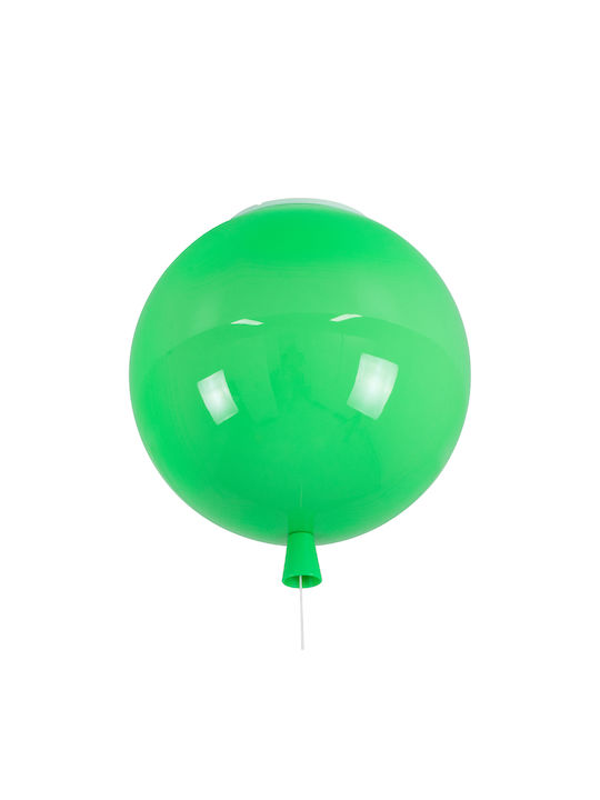 GloboStar Kids Plastic Single Ceiling Light E27 Balloon Green 30x33cm