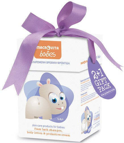 Macrovita Baby- und Kinderpflegeprodukte Pflege-Set 300ml & Körperlotion 150ml & Schutzcreme für den Windelwechsel 100ml 3 Stück
