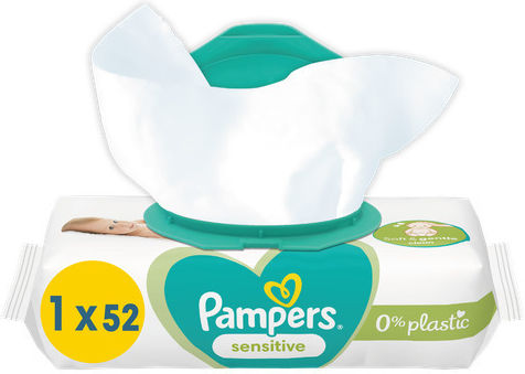 Pampers Sensitive Hipoalergenice Șervețele Umede Bebe Fără Parfum Alcool și Parabeni 52 Bucăți