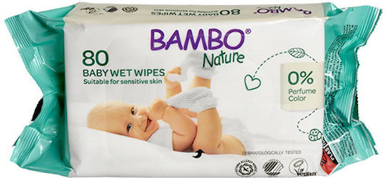 Bambo Nature Бебешки кърпички без аромат 80бр