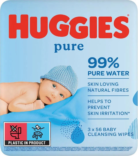 Huggies Pure Μωρομάντηλα με 99% Νερό 3x56τμχ