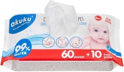 Akuku Aloe Kamille Baby-Feuchttücher mit 99% Wasser 70 Stück
