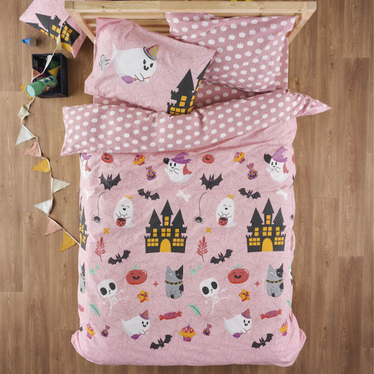 Kentia Katabra Set Kinderbettbezug Einzel mit Kissenbezug Baumwolle Rosa 165x245cm