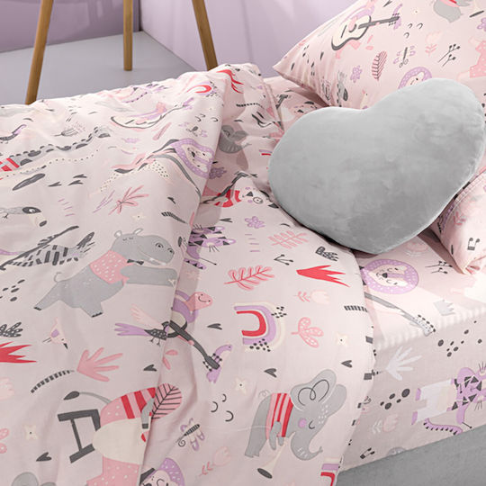 Saint Clair Set Kids Duvet Cover Single with Pillowcase Cotton Lilac 165x225cm