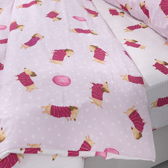 Saint Clair Set Kinderbettbezug Einzel mit Kissenbezug Baumwolle Fuchsia 165x225cm