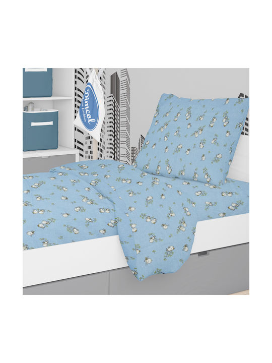Dimcol Birds 14 Παιδική Παπλωματοθήκη Μονή Βαμβακερή Sky Blue 160x220εκ.