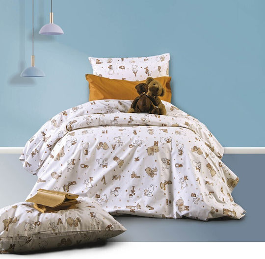 SB Home Alphabet Παιδική Παπλωματοθήκη Μονή Βαμβακερή Beige 160x240εκ.