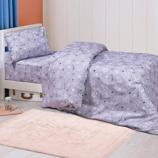 Beauty Home Queen Art Set Kids Duvet Cover Single with Pillowcase Cotton Purple 170x245cm