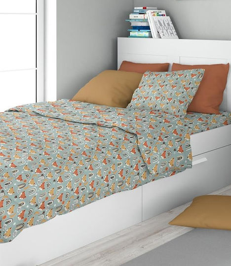 Dimcol Kinderbettbezug Einzel Baumwolle Pale Cyan 160x240cm