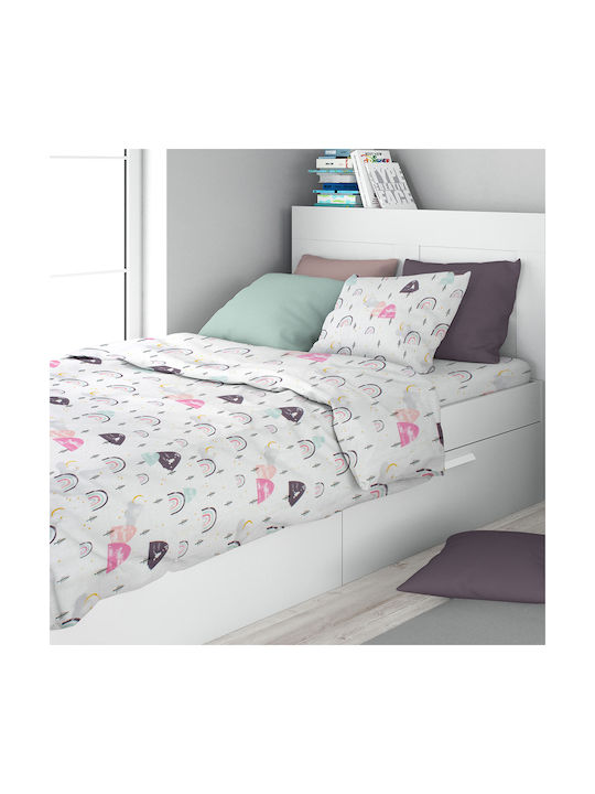 Dimcol Kids Duvet Cover Single White Pink
