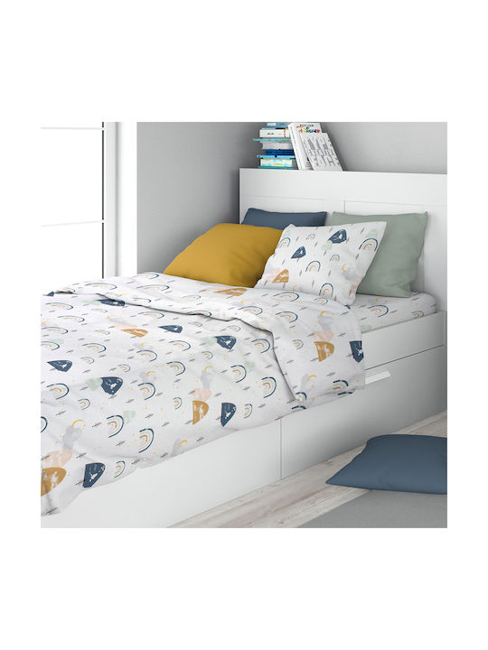 Dimcol Kids Duvet Cover Single White Blue