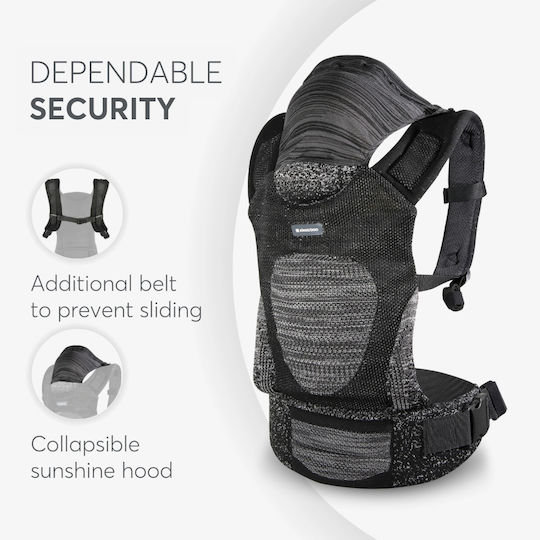 Kikka Boo Klassischer Tragesack Hoody Schwarz mit Maximalgewicht 15kg