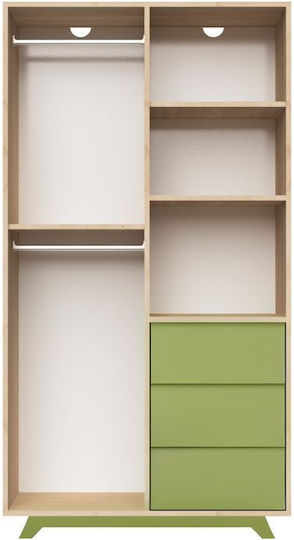 Δίφυλλη Ντουλάπα με 3 Συρτάρια Καφέ 101x54x181cm