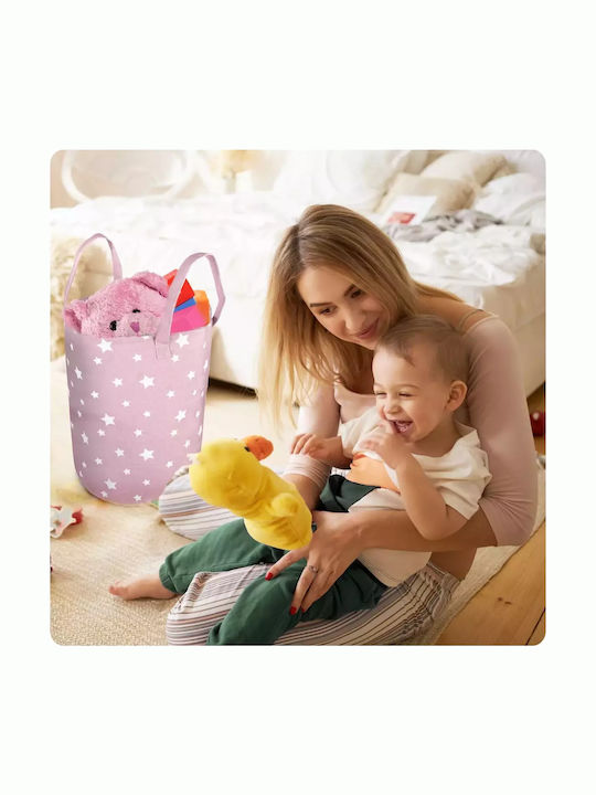 Ricokids Παιδικό Καλάθι Απλύτων από Ύφασμα Αστέρια Ροζ 60x35cm