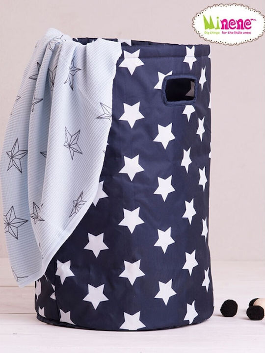 Minene Παιδικό Καλάθι Απλύτων από Ύφασμα Laundry Basket White Stars Big Navy Μπλε