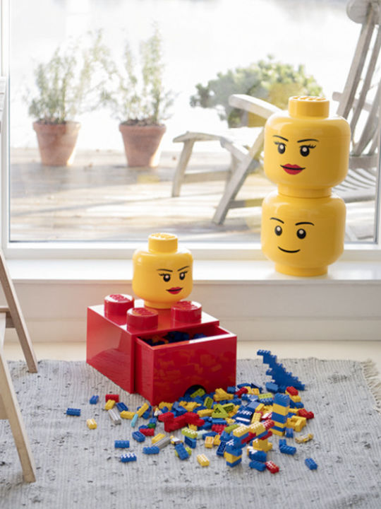 LEGO Παιδικό Κουτί Αποθήκευσης από Πλαστικό Head Κίτρινο 24x24x27cm