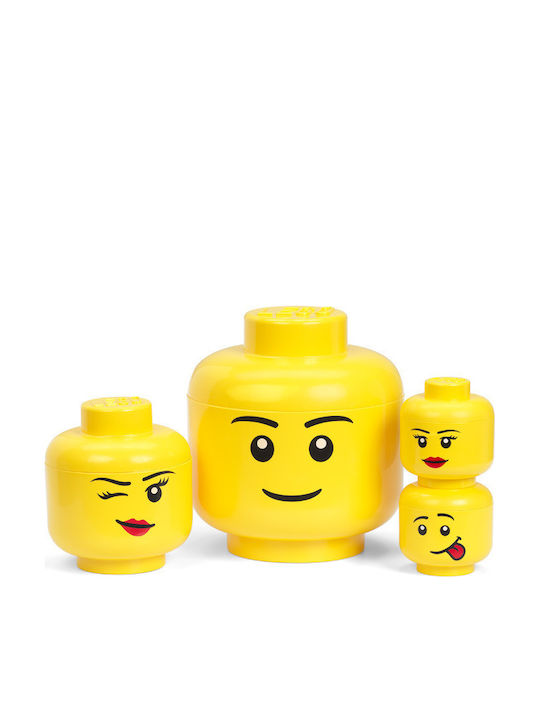 LEGO Παιδικό Κουτί Αποθήκευσης από Πλαστικό Head Κίτρινο 24x24x27cm