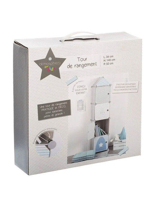 Atmosphera Toy Storage System made of Fabric Blue 34x32x140cm 4pcs