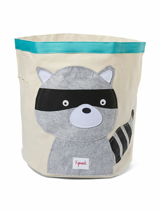 3 Sprouts Children's Storage Basket made of Fabric Racoon Gray 43x43x45cm 1pcs