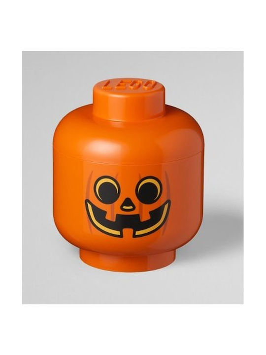 Room Copenhagen Παιδικό Κουτί Αποθήκευσης από Πλαστικό Lego Head Pumpkin Πορτοκαλί 24x24x27cm