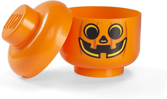 Room Copenhagen Kinder Aufbewahrungsbox aus Kunststoff Lego Head Pumpkin Orange 24x24x27cm 1Stück
