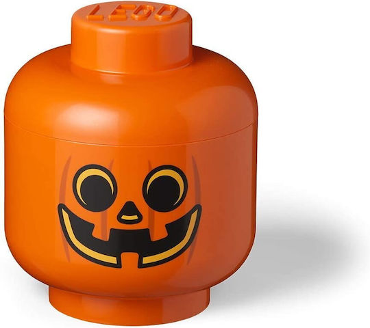 Room Copenhagen Kinder Aufbewahrungsbox aus Kunststoff Lego Head Pumpkin Orange 24x24x27cm 1Stück