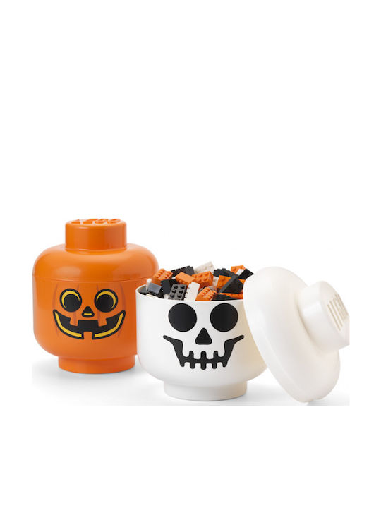 Room Copenhagen Παιδικό Κουτί Αποθήκευσης από Πλαστικό Lego Head Pumpkin Πορτοκαλί 24x24x27cm